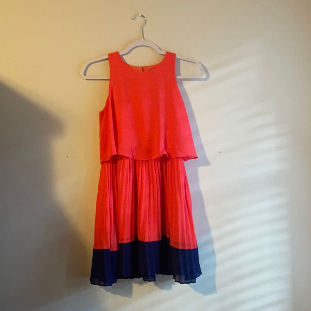 Amy Byer girl’s size 16 coral/pink and navy blue dress